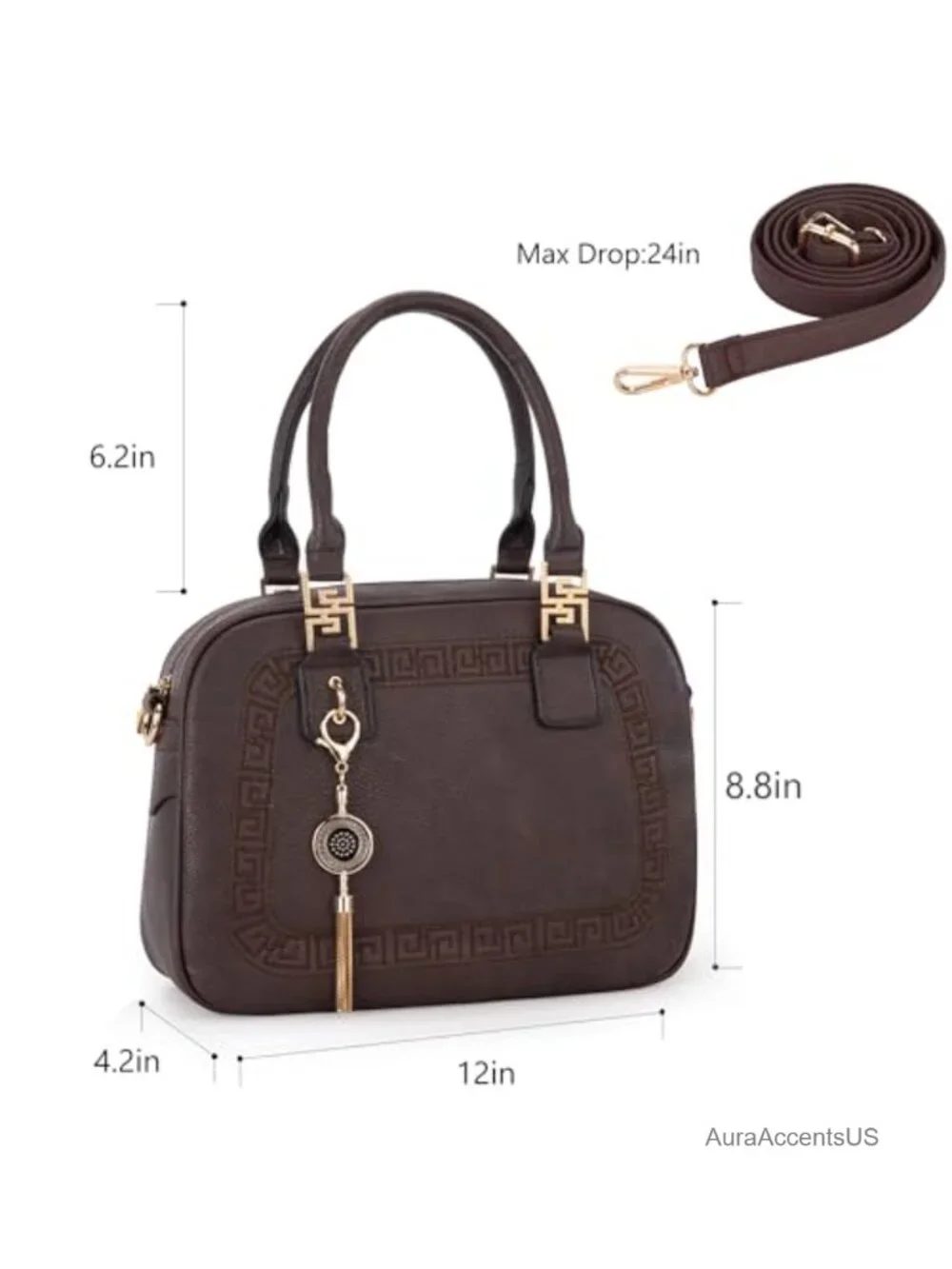 Tassel Crossbody Satchel Purse with Detachable Shoulder Strap
